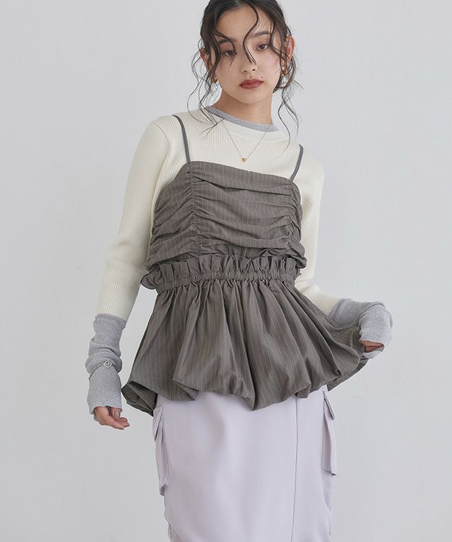 163cm / ストライプ/チャコール / M