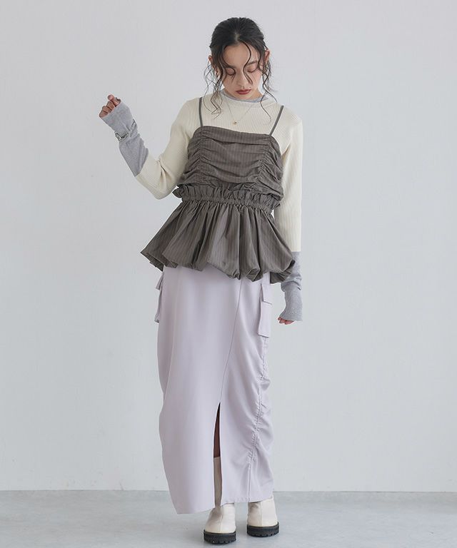 163cm / ストライプ/チャコール / M