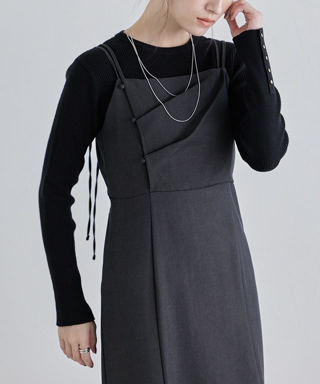 ドレープデザインキャミワンピース