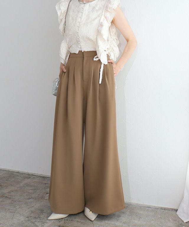 1,000円OFFクーポン対象】[ECLAM]タックデザインワイドパンツ