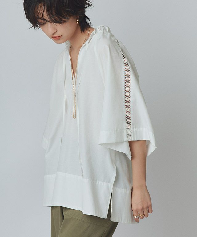 [RASW]フリルネックレースブラウス