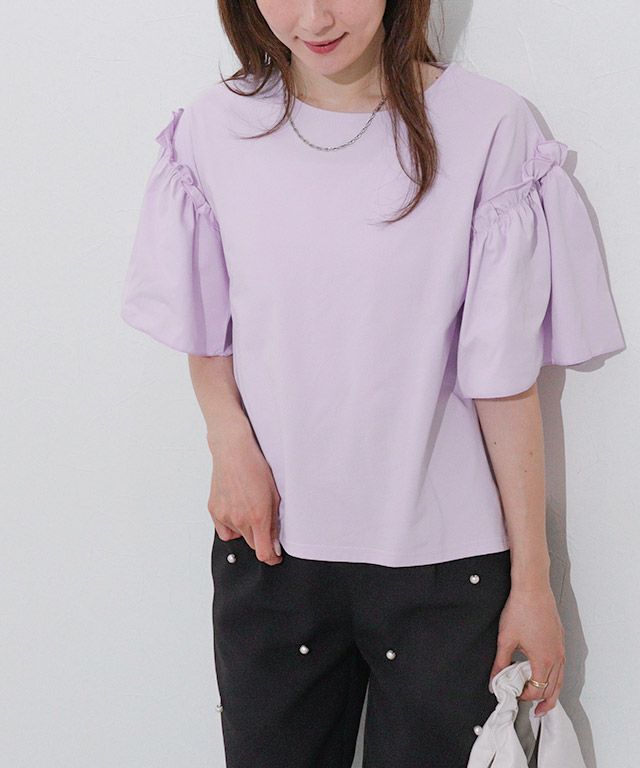 ドライタッチフリルギャザースリーブTシャツ