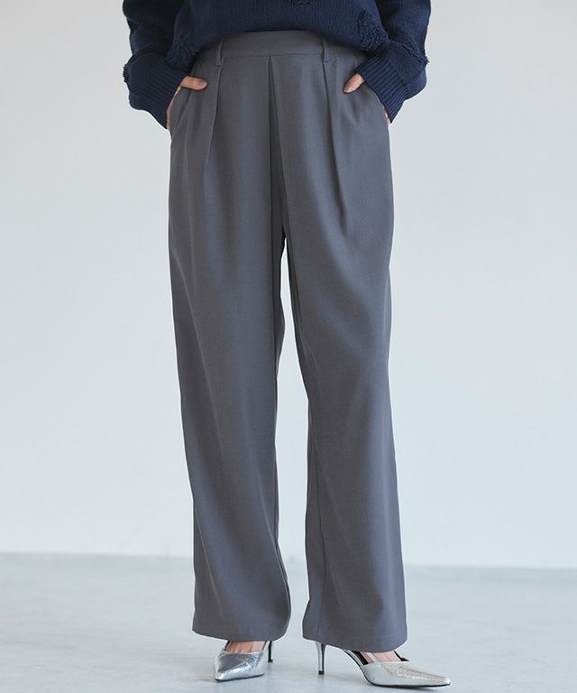 [ECLAM] タックストレートパンツ