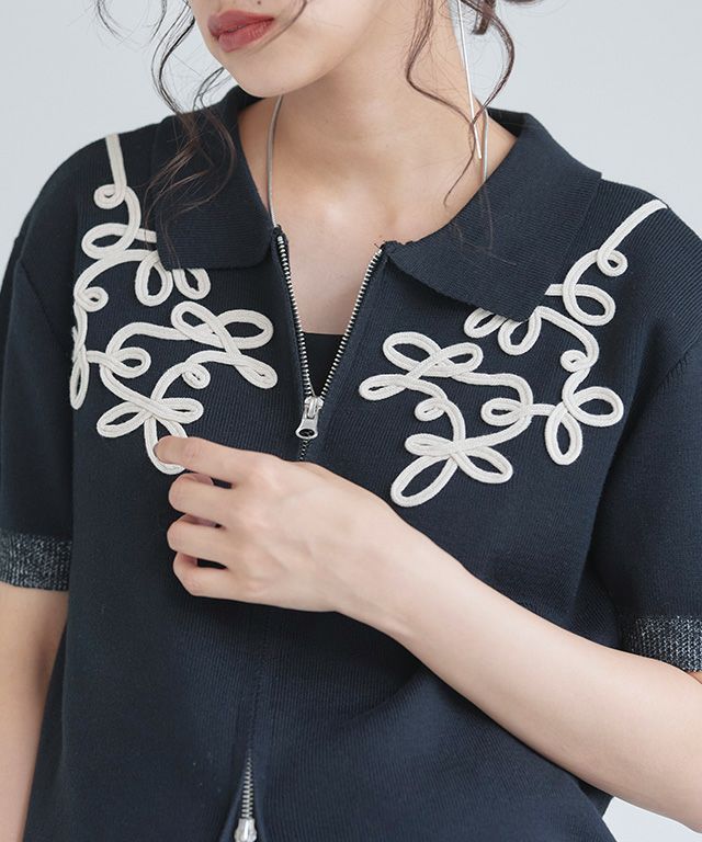 163cm / ブラック×アイボリー / F