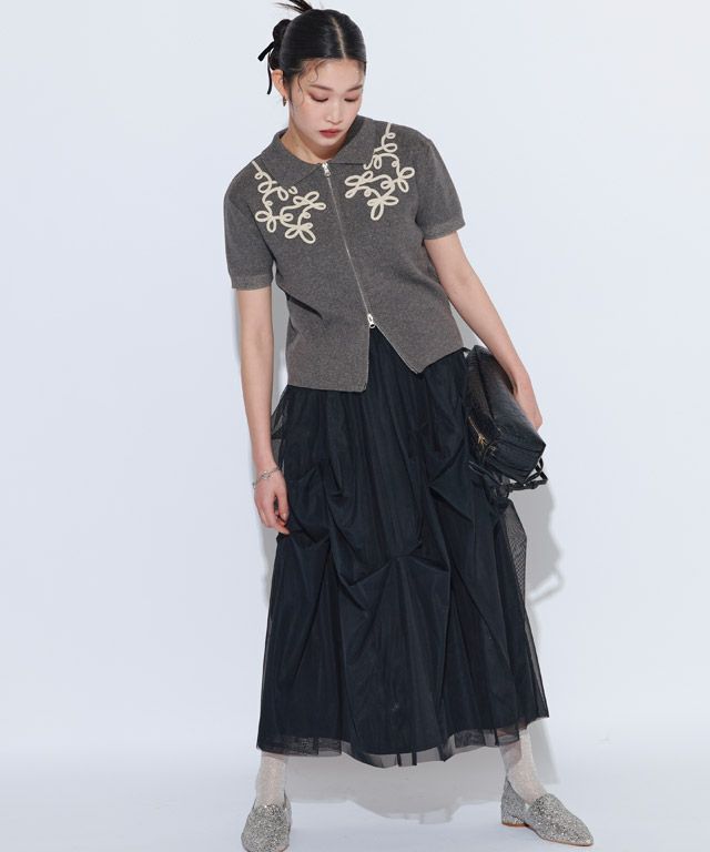 166cm / チャコール×アイボリー / F