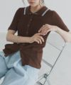 [ECLAM] 麻タッチ配色デザインカーデ