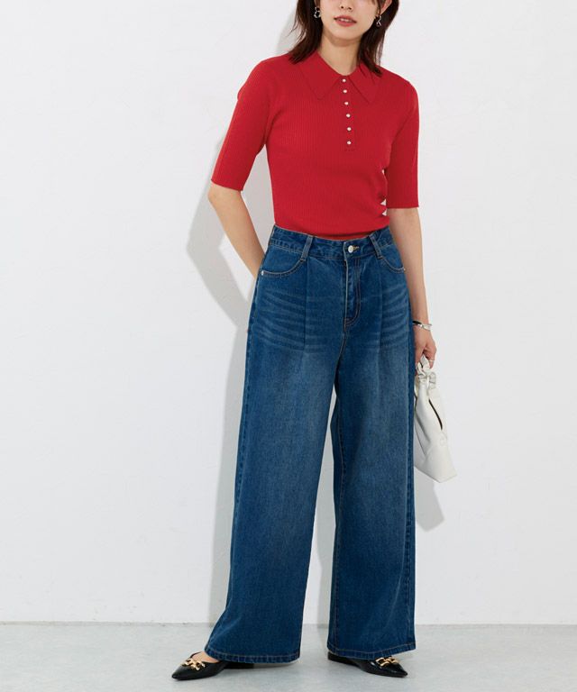 167cm / スタッズボタン / レッド / M