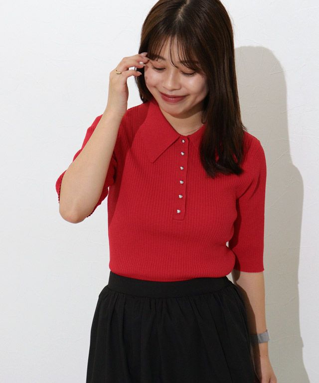 167cm / スタッズボタン / レッド / M