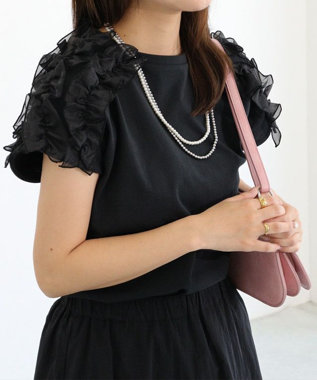 ERONIQUE BRANQUINHO シアーカットソー黒フリル ERONIQUE BRANQUINHO シアーカットソー黒フリル
