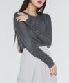 [ECLAM] 袖シャーリングシアーカットソー