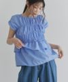 [ECLAM] シャーリングデザインブラウス