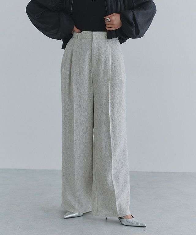 [ECLAM] サマーツイードタックパンツ