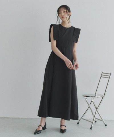 [ECLAM] ブロードスクエアスリーブワンピース [送料無料]