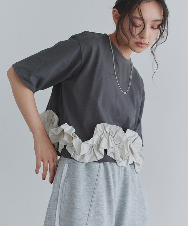 163cm / グレー×アイボリー / M