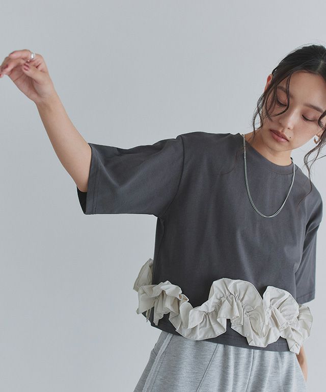 163cm / グレー×アイボリー / M