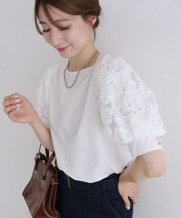 フラワーコードレースブラウス