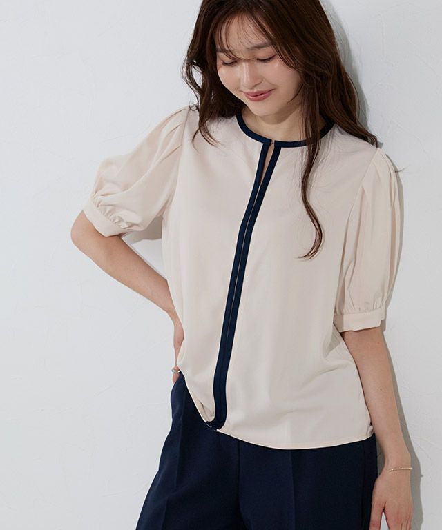 166cm / アイボリー×ネイビー / M