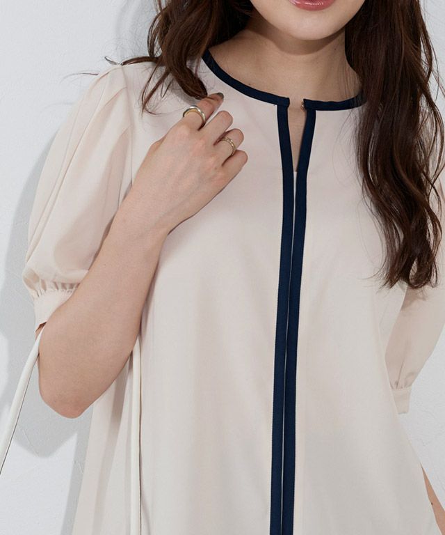 166cm / アイボリー×ネイビー / M