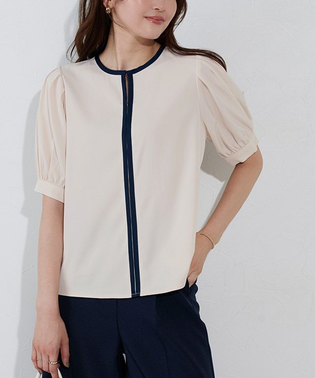 166cm / アイボリー×ネイビー / M