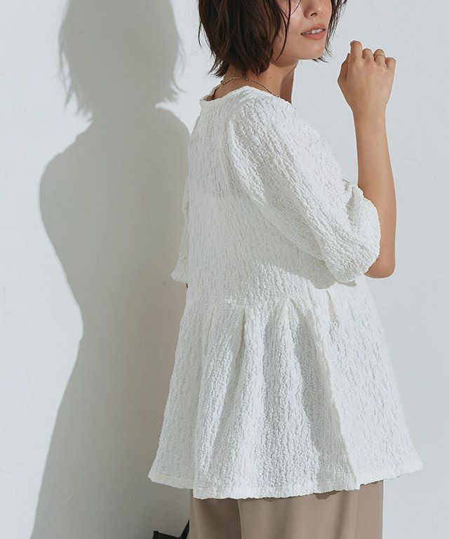 ふくれジャカードウエストタックトップス