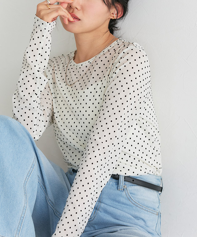 167cm / レース / アイボリー / クルーネック / M