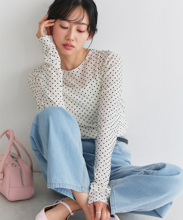 167cm / レース / アイボリー / クルーネック / M