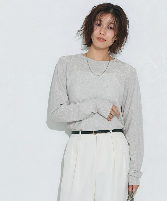 S／ベーシック ロングスリーブ カットソー　ホワイト COLUMN / ベーシック ロングスリーブカットソー（Tシャツ