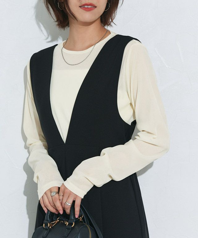 167cm / ベロア / アイボリー / クルーネック / M