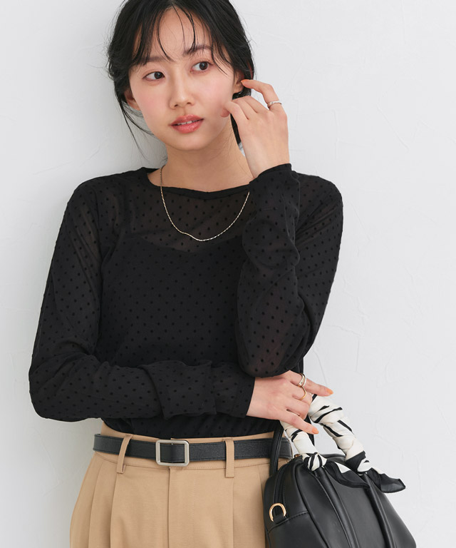 162cm / ベロア / スモークブルー / クルーネック / M