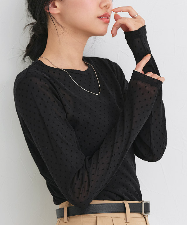 162cm / レース / ブラック / クルーネック / M