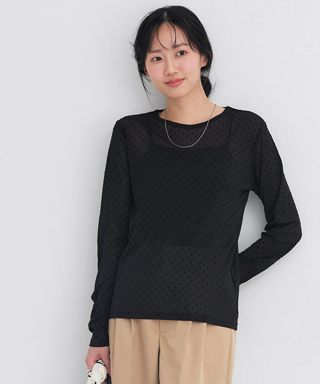 162cm / レース / ブラック / クルーネック / M