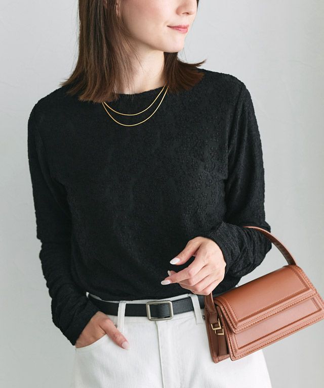 163cm / レース / ブラック / クルーネック / M