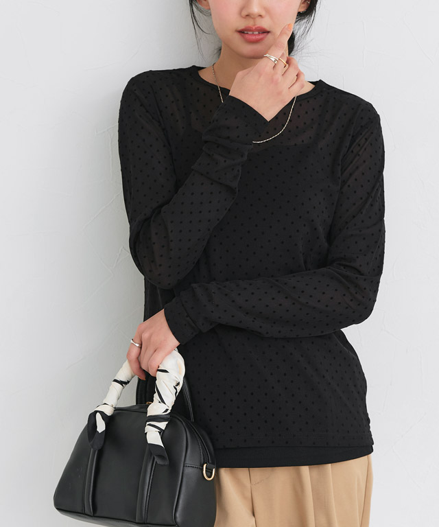 163cm / レース / ブラック / クルーネック / M