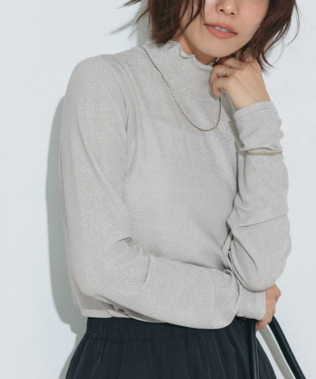 167cm / ラメ / シルバー / ハイネック / M