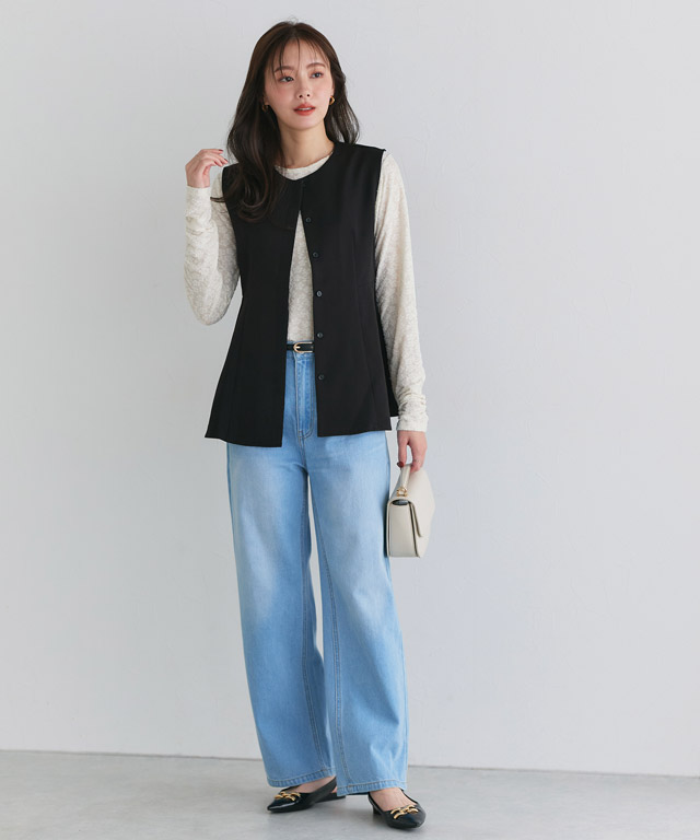 167cm / ベロア / スモークブルー / ハイネック / M