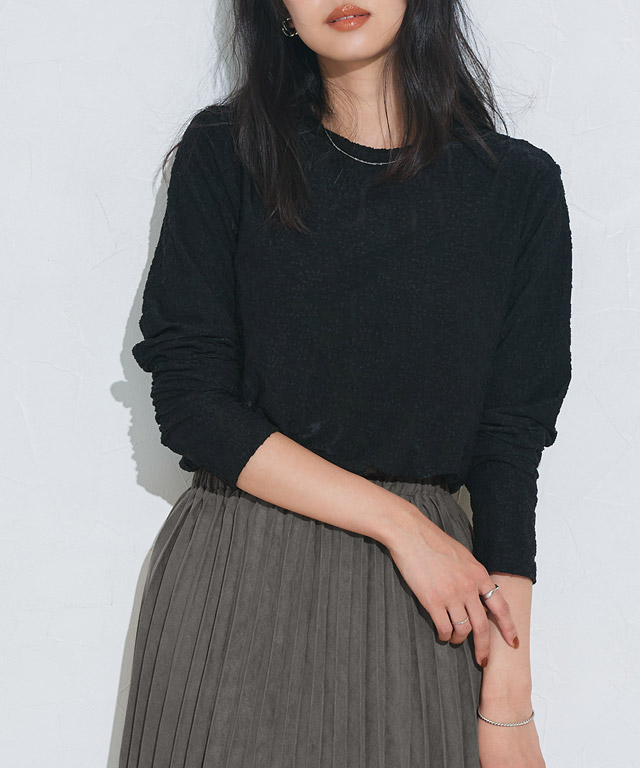 162cm / ベロア / アイボリー / ハイネック / M