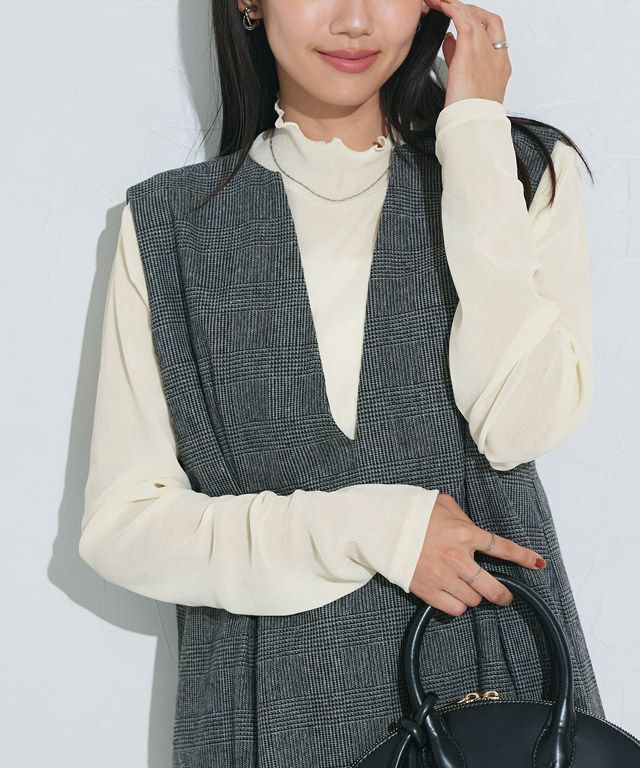 162cm / ベロア / アイボリー / ハイネック / M