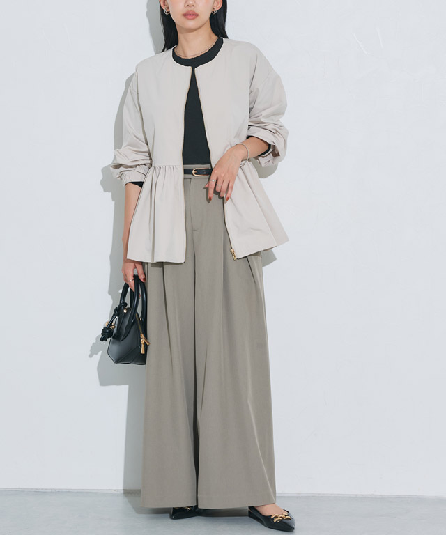 162cm / ベロア / アイボリー / ハイネック / M