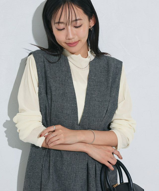 162cm / ベロア / アイボリー / ハイネック / M