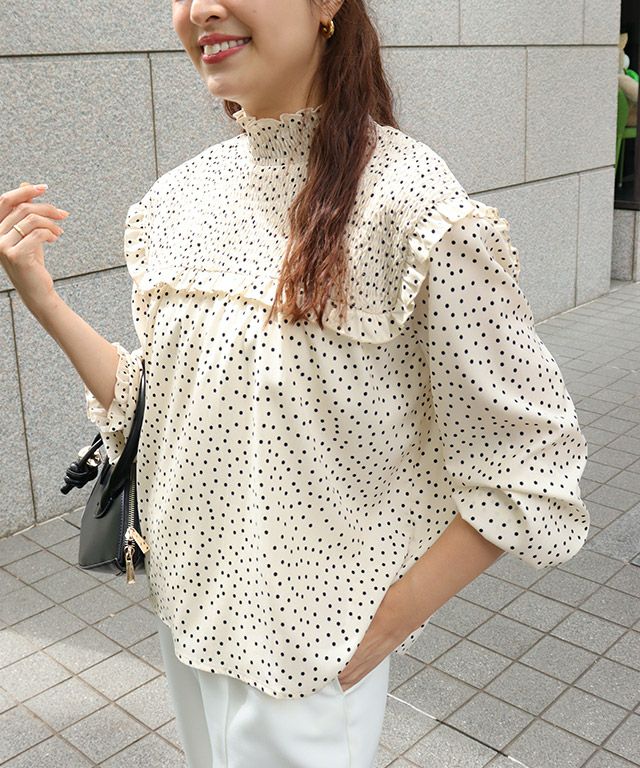 ATELIER PIERROTプリンセススリーブ レース フリルブラウス ATELIER-PIERROT／Shirring princess sleeve blouse