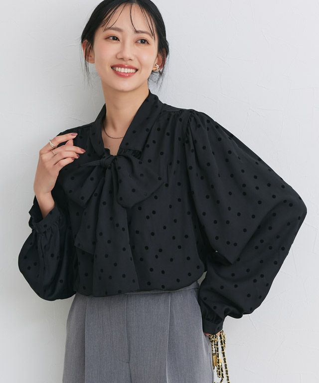 162cm / フロッキードット / ブラック / M