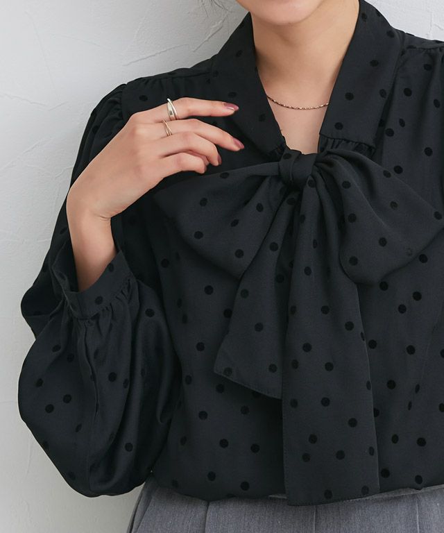 162cm / フロッキードット / ブラック / M