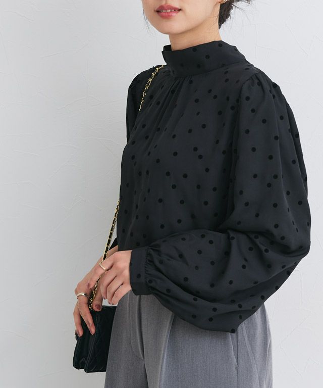 162cm / フロッキードット / ブラック / M