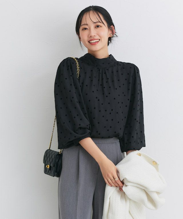 162cm / フロッキードット / ブラック / M