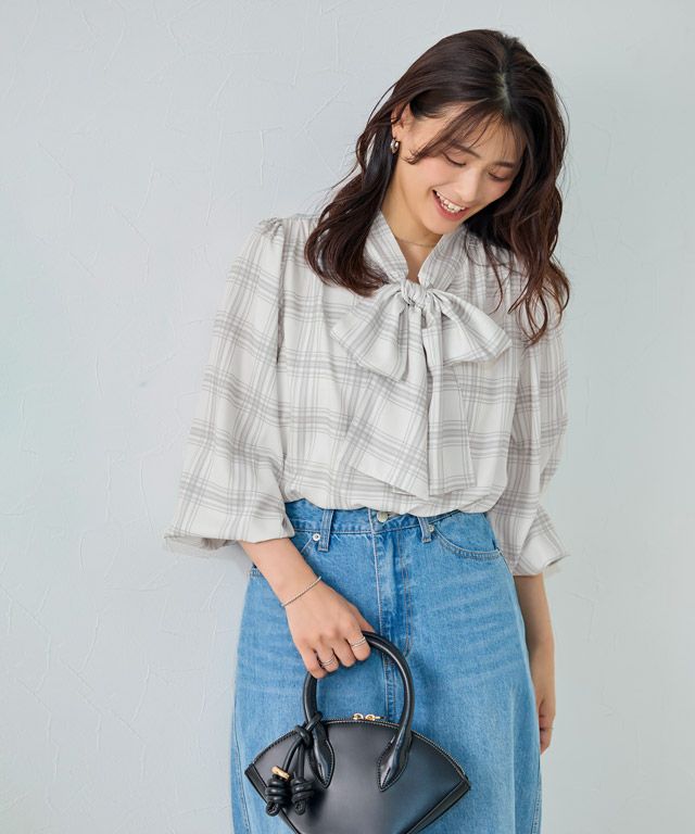 158cm / チェック / アイボリー / M