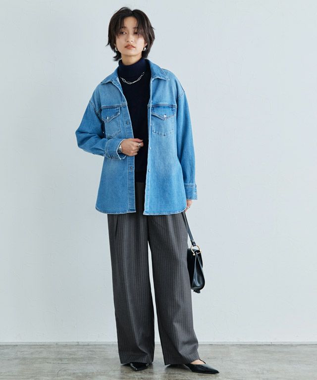 166cm / ストライプ杢チャコール / M