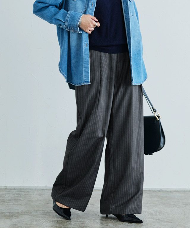 166cm / ストライプ杢チャコール / M