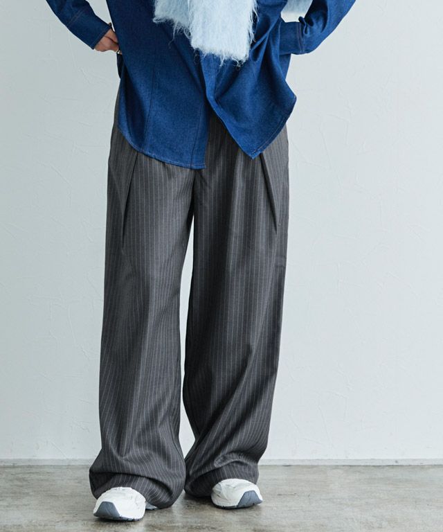 166cm / ストライプ杢チャコール / M