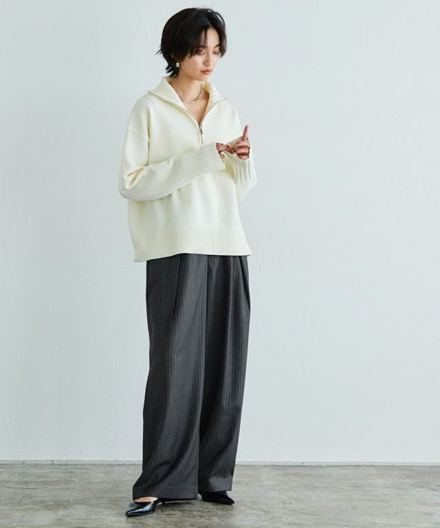 166cm / ストライプ杢チャコール / M