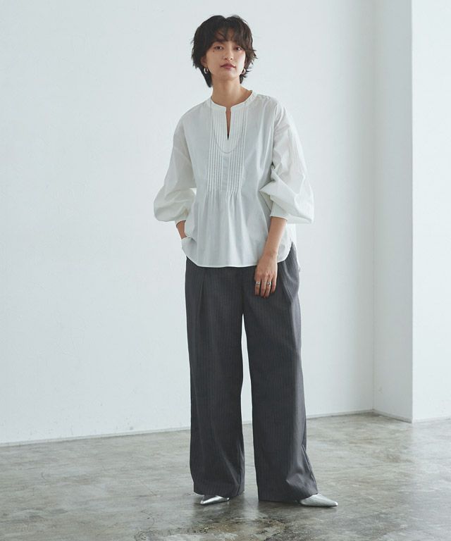 166cm / ストライプ杢チャコール / M